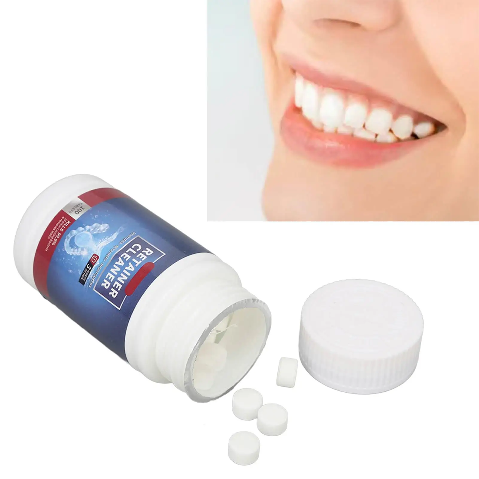 100PCS Denture Cleaning Tablets   Remove Odor, Retainer & For Aligner Cleaner