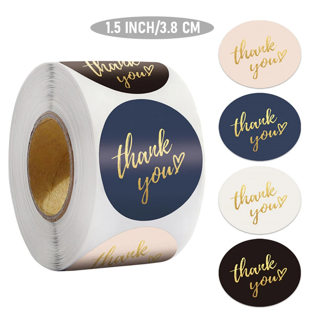 500Pcs/Roll 1.5Inch 감사합니다 스티커 인감 레이블 선물 포장 스티커 결혼식 생일 파티 장식 편지지 스티커
