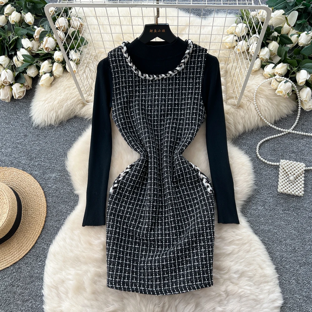 

Шикарное элегантное однотонное платье с длинными рукавами и рюшами, элегантное корейское модное платье Vestidos, женская одежда, мини-платье