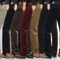 8931 Herfst Winter Dikker Corduroy Broek Voor Man Casual Rechte Zakelijke Effen Kleur Eenvoudige Hoge Taille Mode Mannelijke Broek