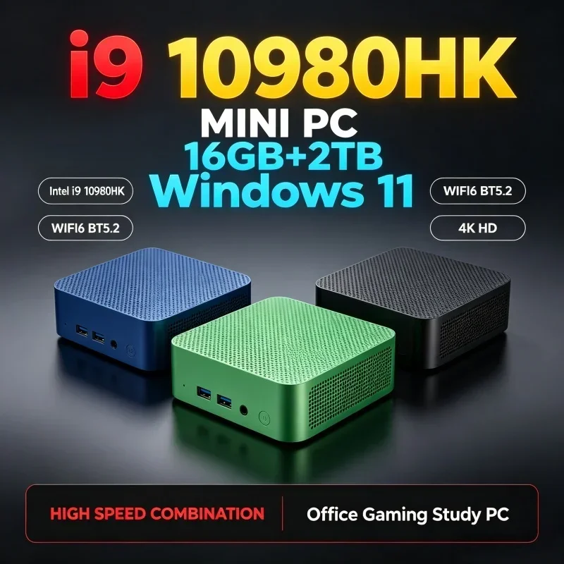 Home Business Mini Host Intel Core I9‑10980HK Windows11 16GB RAM Optional 1TB‑2TB SSD WiFi‑6 BT5.2 Compact Desktop PC For Work