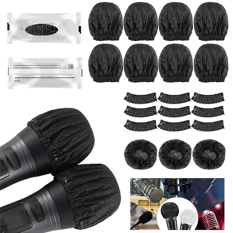 Tampas De Microfone Descartáveis, Tampas De Microfone Não Tecido, Concertos, Sala De Gravação, KTV, 400Pcs
