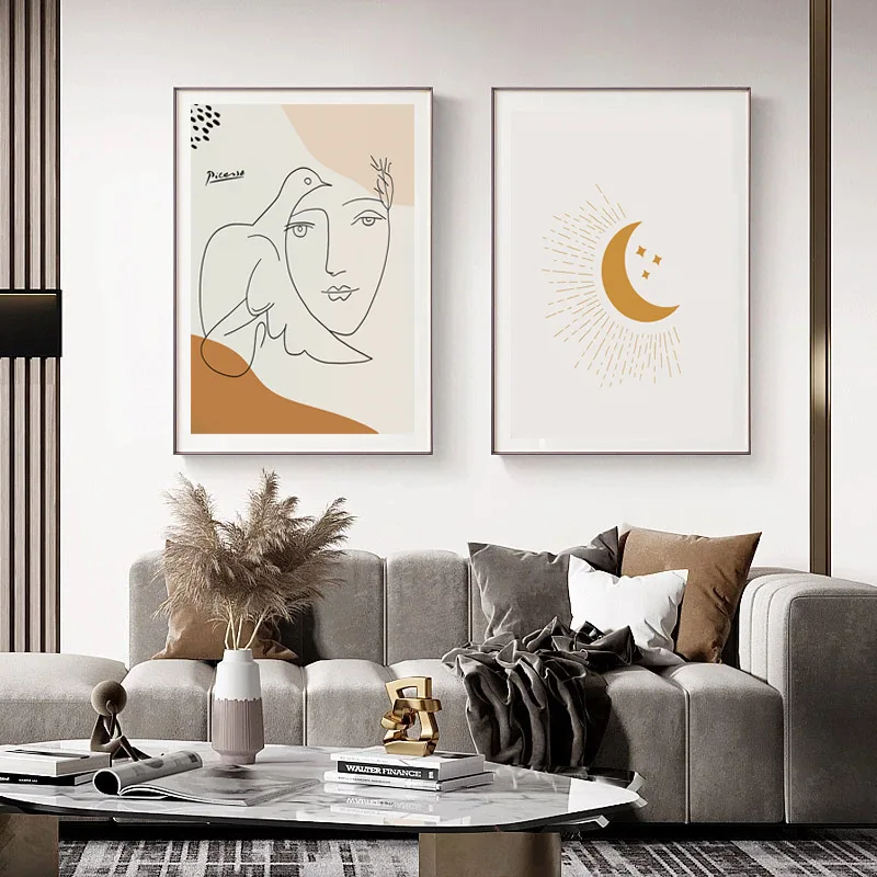 Matisse Art Style Morandi Abstract Facial Figure Unframed Canvas Painting Posters For Living Room Bedroom Home Wall Art Decor