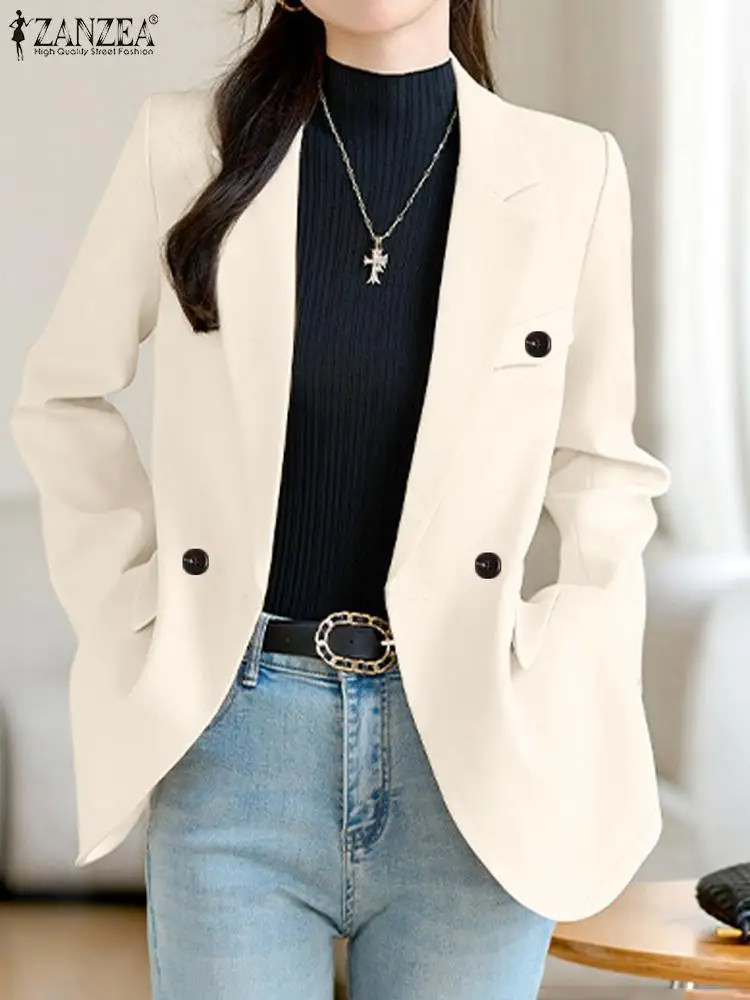 

ZANZEA Elegant Women Autumn Long Sleeve Blazer Fashion Solid OL Work Suits Casual Buttons Jackets Stylish Office Lady Coats 2024
