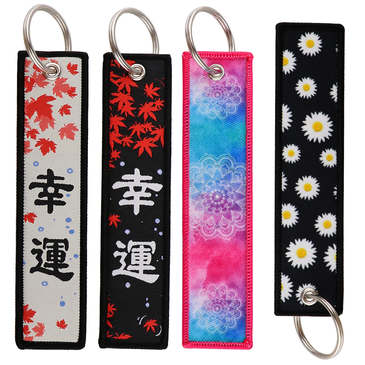 Koi Fish Good Fortune Double Sided Key Tag Embroidery Keychain Jet Tag Custom Luggage Tag Car Key Ring Men's Motorcycle Gift