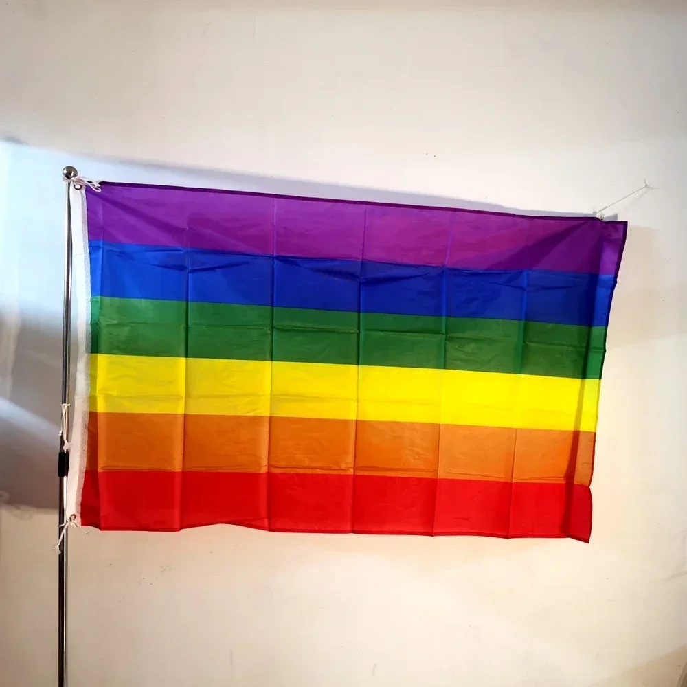 LGBT Rainbow Flag 90x150cm Gay Pride Flag Polyester with 2 Grommets for Outdoor Indoor Parade Decor, Premium Quality