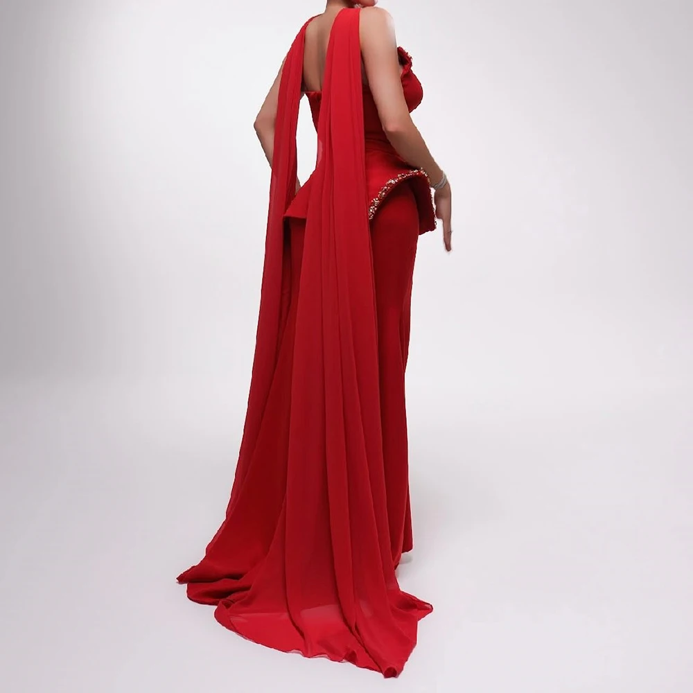 Robe de soirée trapèze personnalisée, longueur au sol, col en v, sans manches, robe de bal, mode, étole en cristal, drapée, dos nu