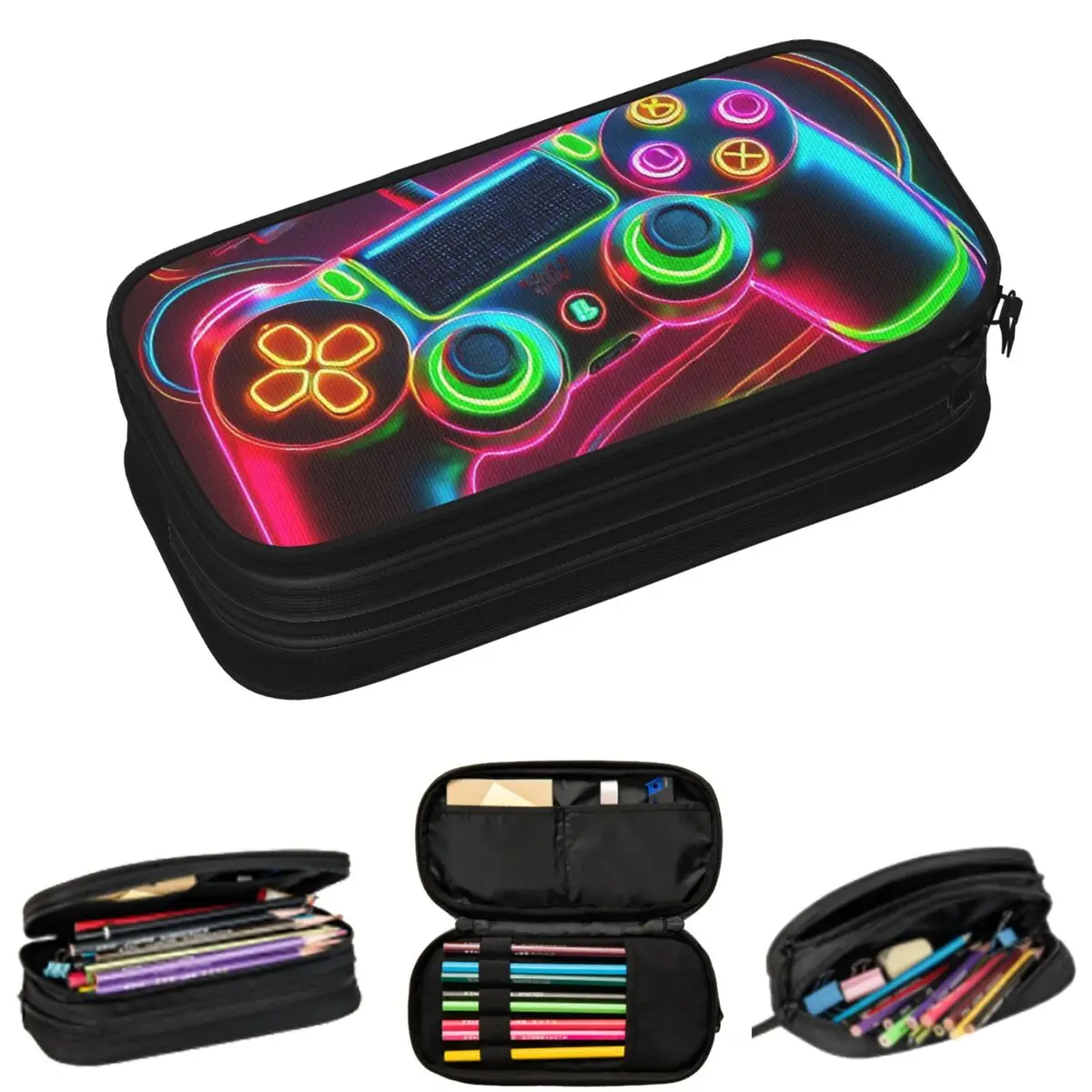 

Color Fluorescent Neon Game Controller Pencil Cases for Students Gifts Pen Box Pencil Bag Large Capacity Pencil Pouch