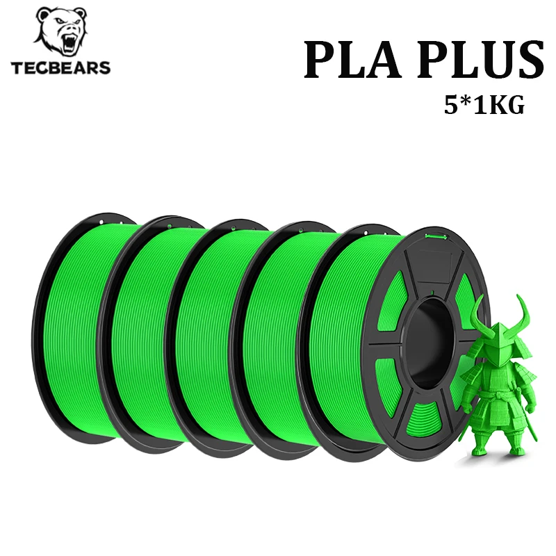 TECBEARS 5KG PLA Plus 3D-printerfilament PLA+ 1,75 mm Geen bubbels Vacuümverpakking Netjes gewikkeld filament voor 3D-printer en 3D-pen