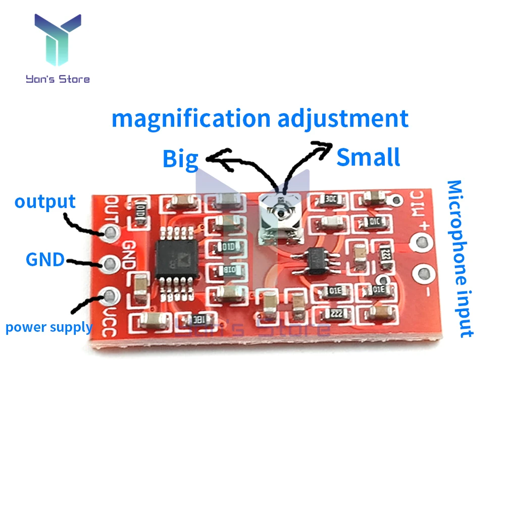 MAX4466 Electret Microphone Amplifier Board Pickup Module with SSM2167 Voice Compression Amplifier AMP Module DC 3V-5V