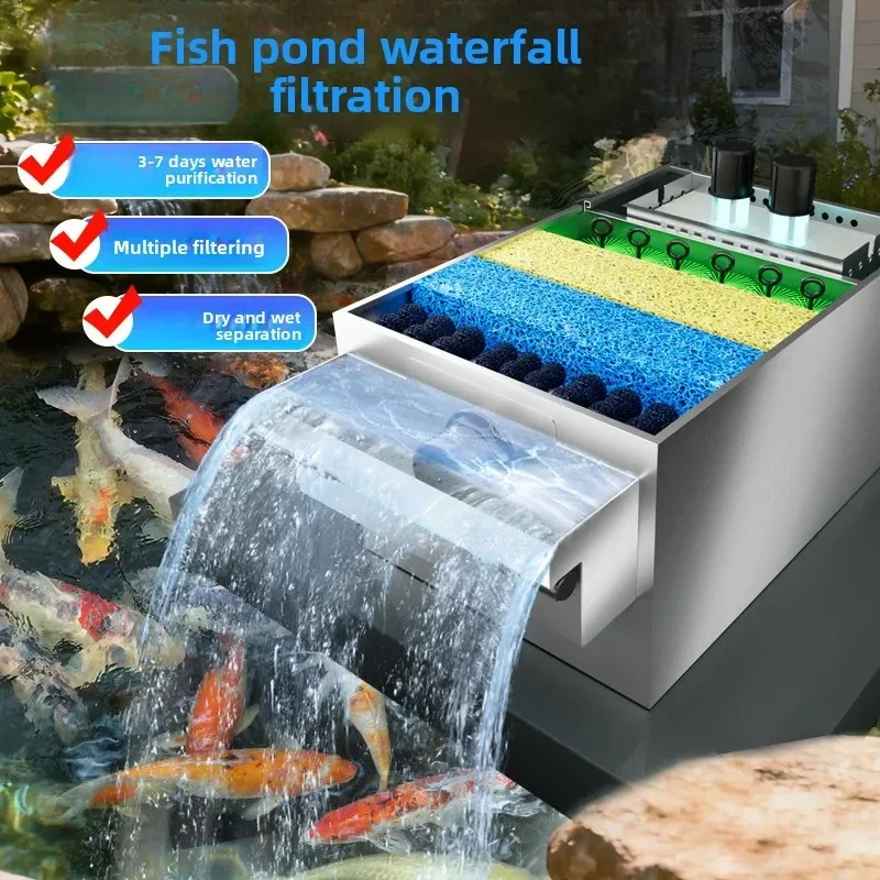 i10.12--New stainless steel fish pond filter external water circulation filtration system outdoor large filter box