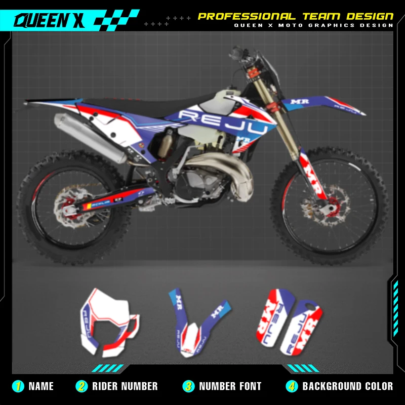 Queen X MOTOR Custom Team Graphics Backgrounds Decals  Stickers Kit For GASGAS GAS GAS Rieju 009