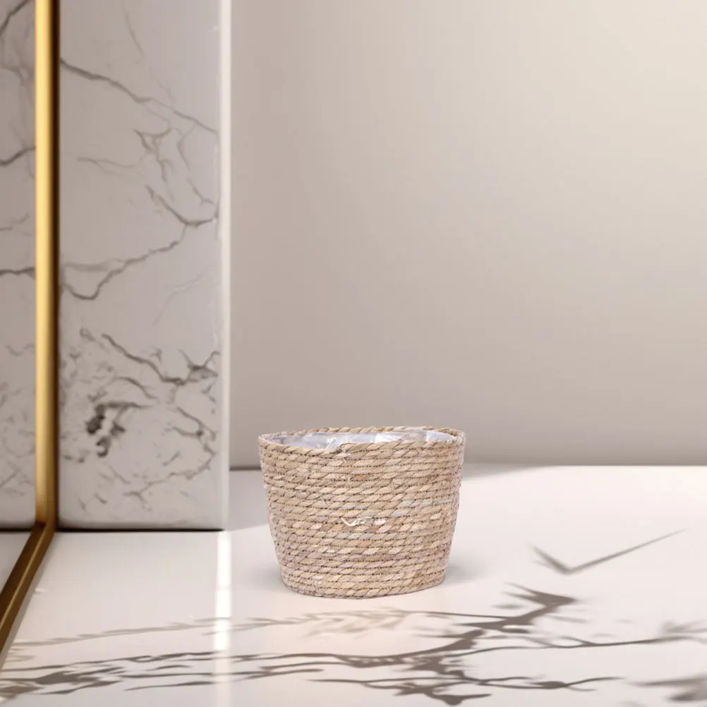 

Seagrass Planter Basket Tight Weaving Durable Indoor Outdoor Plant Pot Cover Rustic Storage Basket Seagrass Flower Pot