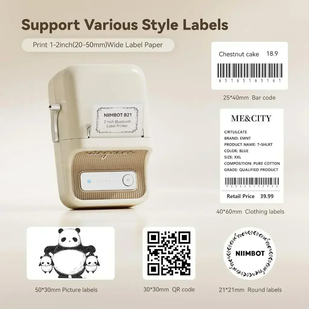 Niimbot B21 B1 Mini Portable Thermal Label Printer Office Supplies Adhesive Sticker Printers Maker Without Ink For Phone