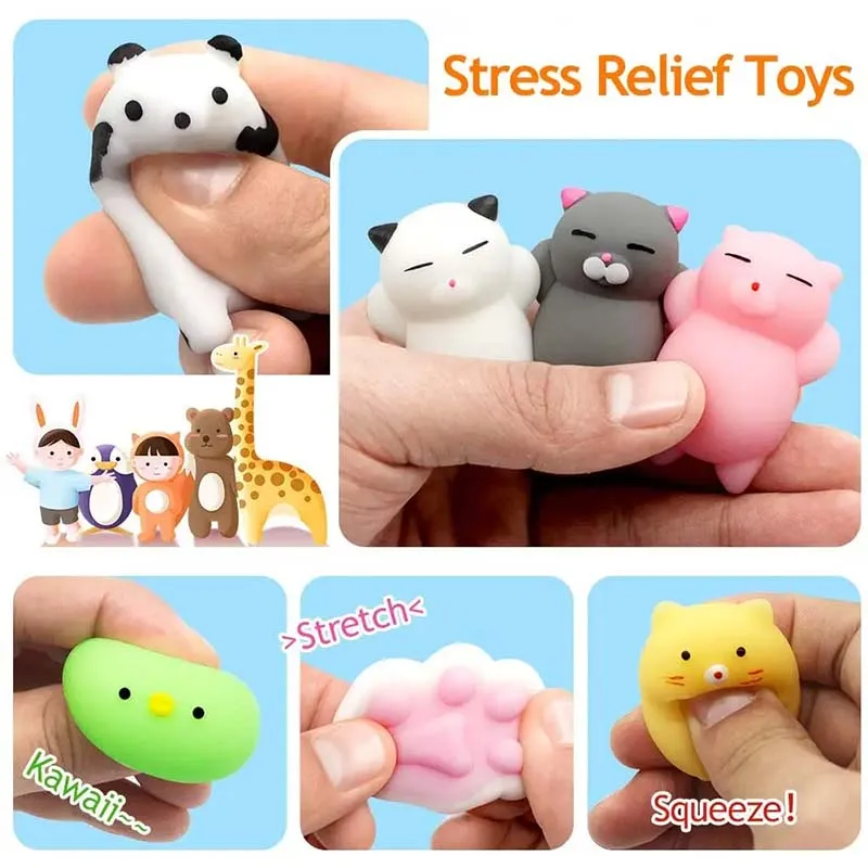 5/10pcs Children Stress Relief Toys Elastic TPR Cartoon Cute Animals Mini Student Activity Gifts Souvenir Kids Desktop Toy TMZ