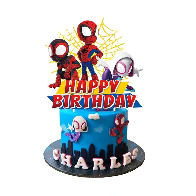 25 قطعة من أغطية الكيك ذات الطابع الخارق من Spider-Man لحفلات أعياد ميلاد الأطفال لتزيين كعكة استحمام الطفل