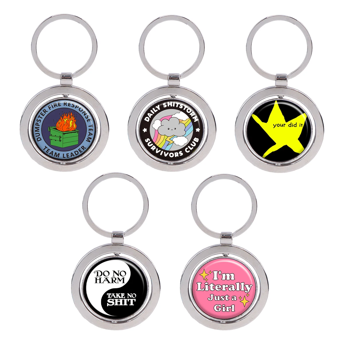 

Star Quotes Rotatable Metal Keychain Motorcycles Cars Keys Decoration Can rotate 360 ° Fashion Circular Keyring Gifts for Friend