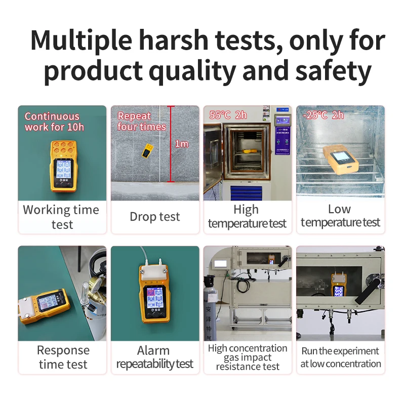 جهاز مختبر محمول متعدد الغاز 6 في 1 EX CO CO2 O2 NO2 H2S VOC NH3 6 كاشف الغاز مع مضخة