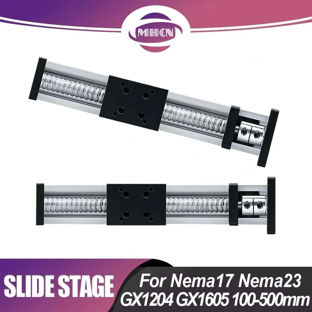 MHCN GX1204 GX1605 Sliding Stage Travel 100-500mm SFU1204 SFU1605 Ball Screw CNC Motion Table For Nema17 Nema23 Stepper Motor