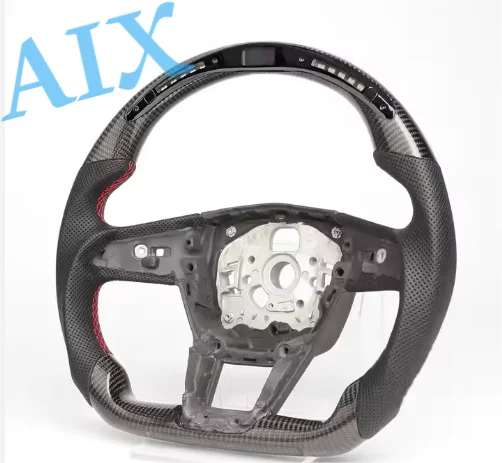 عجلة قيادة من ألياف الكربون الحقيقية تصميم رياضي LED ذكي لأودي S6 S7 S8 A7 RS6 RS7 RSQ7 RSQ8 2019-2024 قابل للتخصيص