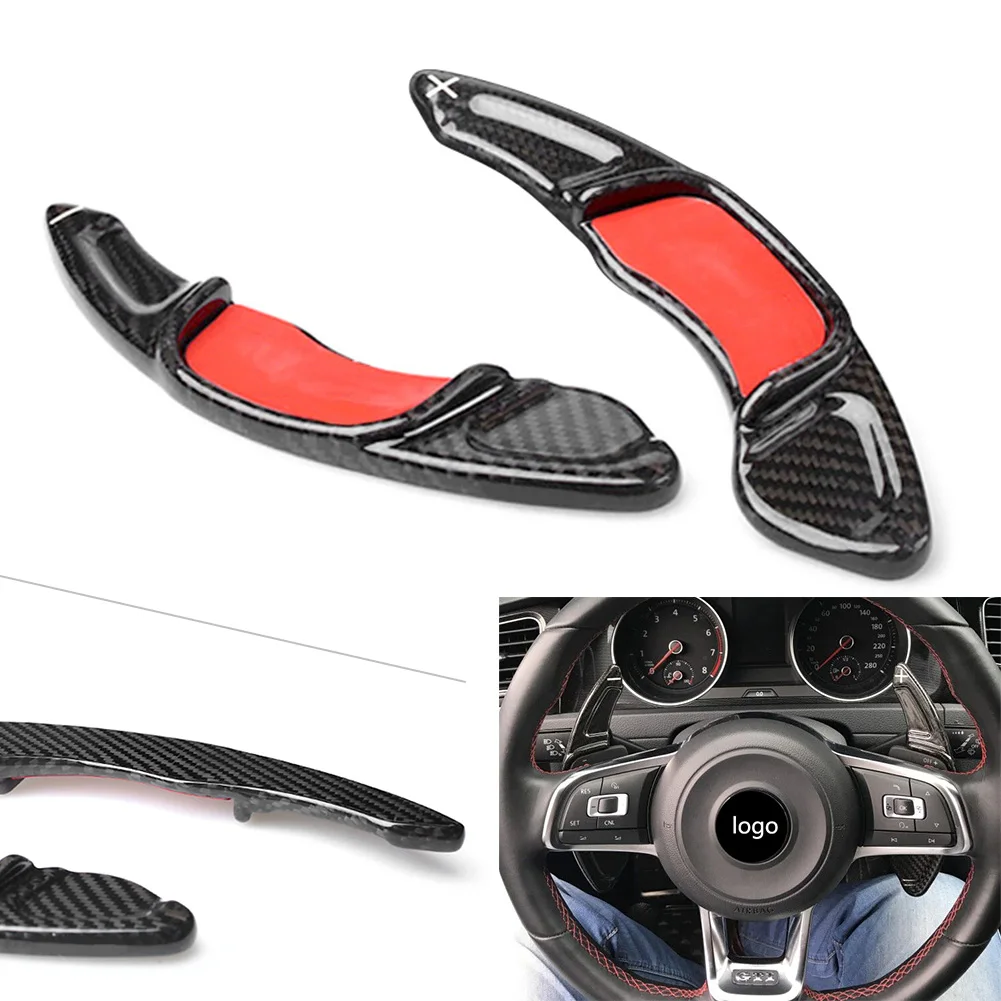 Real Carbon Fiber Car Steering Wheel Shift Paddle Shifter Extensions For VW Golf MK7 GTI R 2015-2017 For Scirocco Sagitar GLI