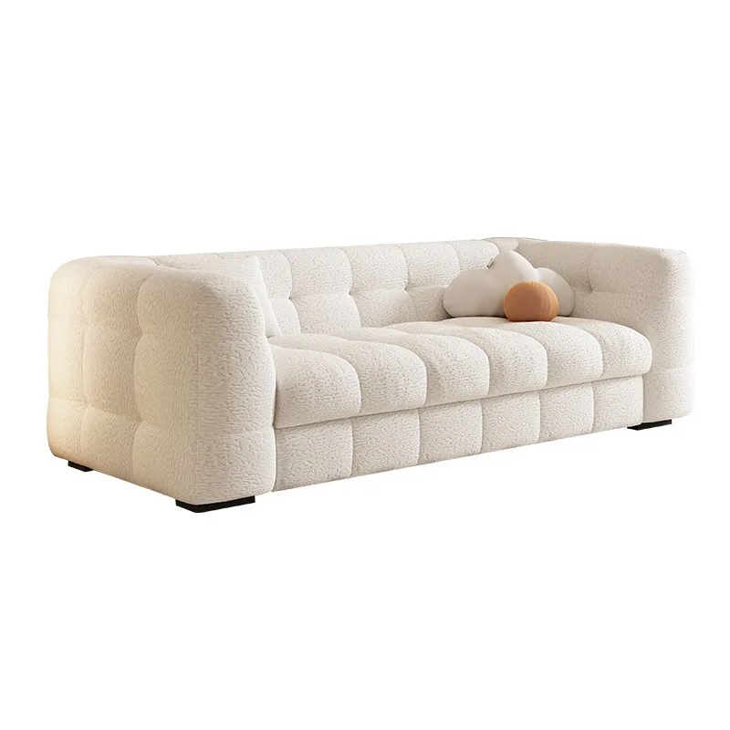 

Cream wind sofa bed snowflake velvet flipped small apartment living room French retro simple fabric sofa with its own mattress