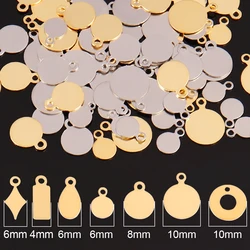 20pcs Stainless Steel Round Pendant Square Geometric Charms for Making DIY Jewelry Necklace Bracelet Supplies Accessories