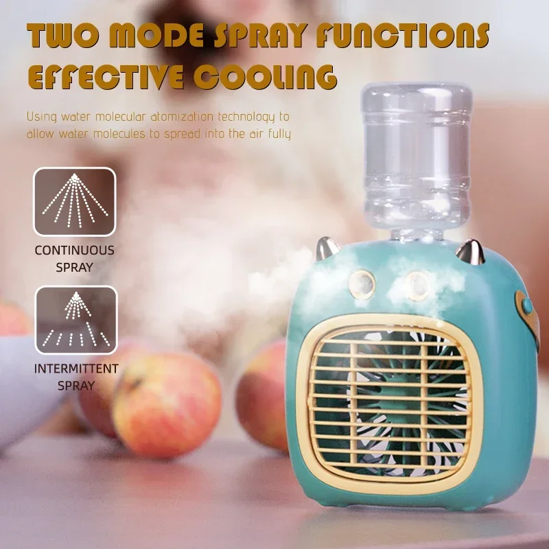 Household Charging Water-Cooling Fan Humidification Air Coole 2024 New Small Monster Dual Spray Fan Desktop Air Conditioning Fan