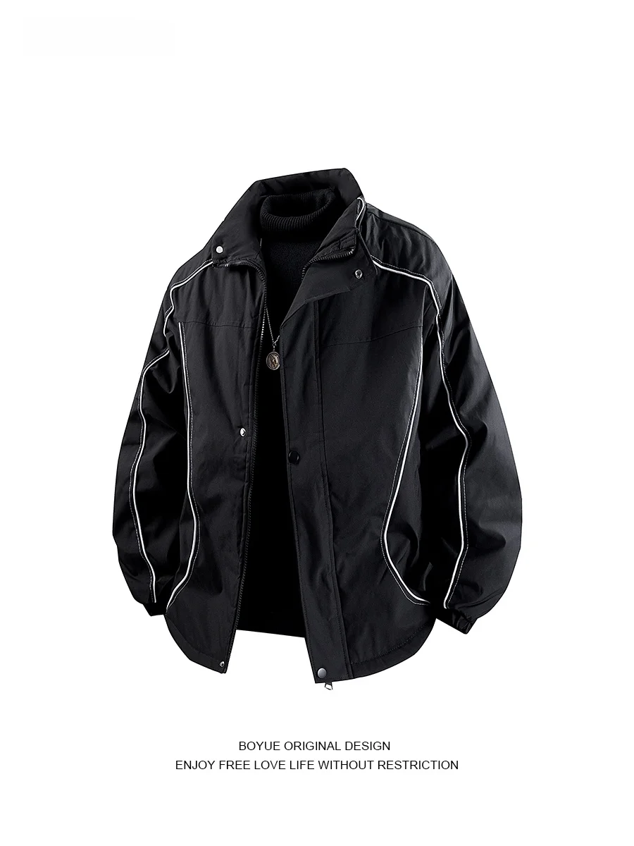 

Универсальная куртка Boyue в стиле пэчворк с полосками, водонепроницаемая, повседневная, из хлопка, для мужчин и женщин