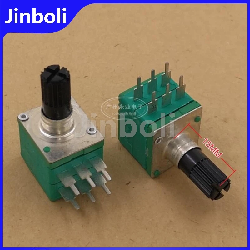 1PCS WH130 12 Type Double Precision Potentiometer C10K C100K B100K Amplifier Audio Volume Potentiometer 6Pins Shaft Length 15MM