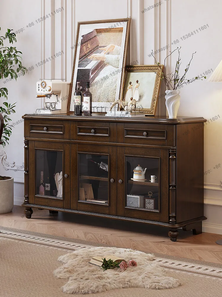 Meal side American retro country wine cabinet solid wood integrated wall locker