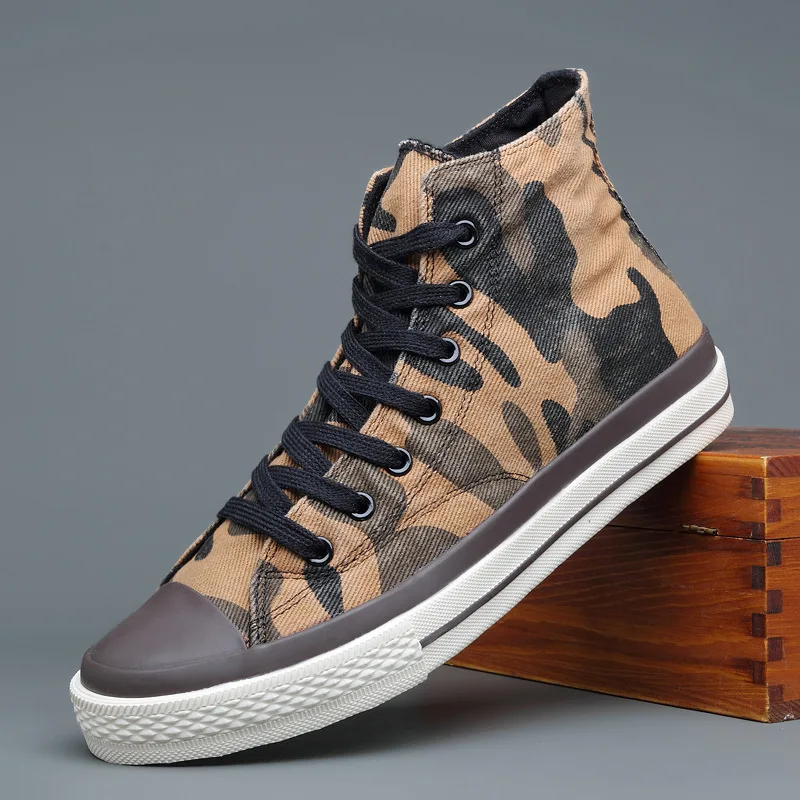 New Fashion Shoes Autumn High Top Casual Shoes Korean Camouflage Canvas Shoes  Sneakers  Men\'s Board Shoes Tenis Shoes