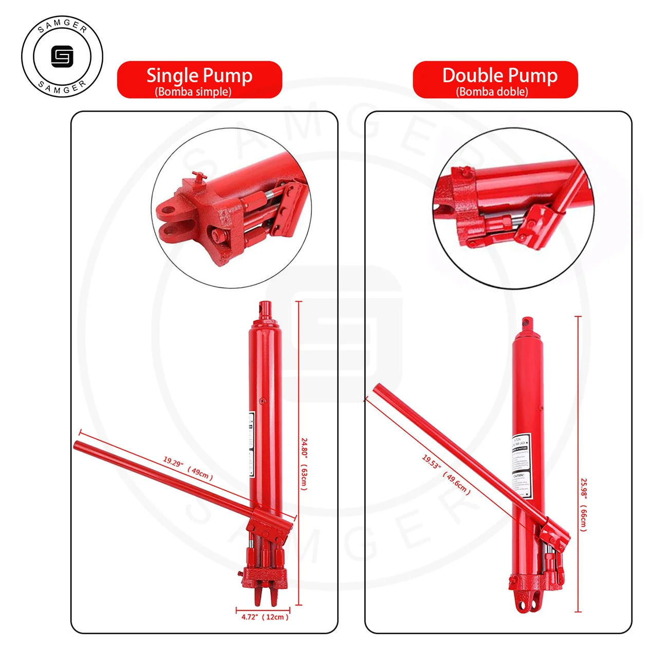 Samger Hydraulic Jack 8Ton Car Hydraulic Long Ram High Lift Manual Engine Lift Hoist Cherry Picker Single Double Pump Tools