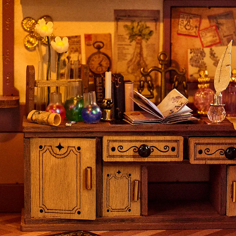 Bricolage en bois flux d'entropie Casa maisons de poupée Kits de modèles miniatures cabine de chariot magique maison de poupée avec meubles pour amis cadeaux