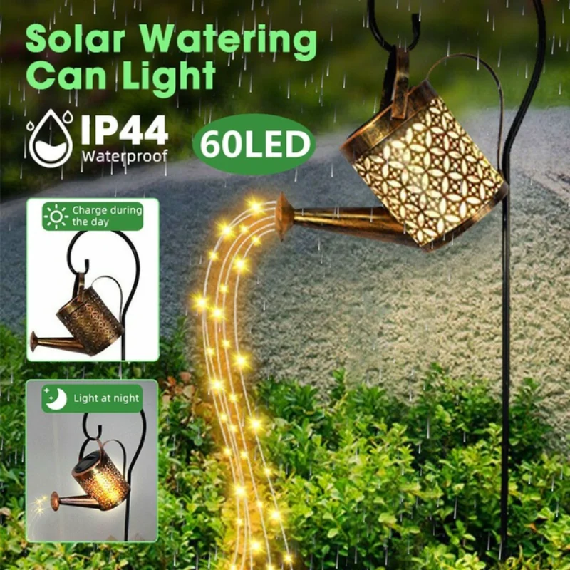 Solar Watering Can with Lights Outdoor Solar Garden Lights Garden Decro Solar Lights Waterproof Hanging Lantern for Yard Patio