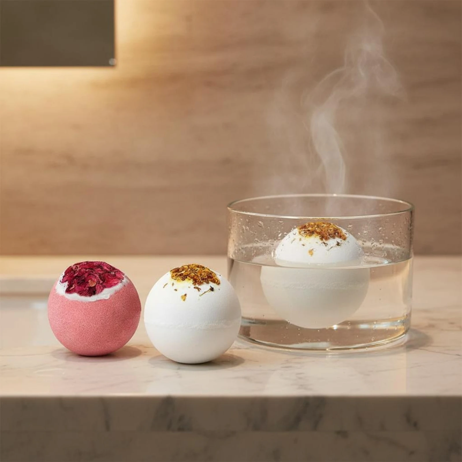 12 Pieces Floral Bath Fizzer Gift Box Skin Nourishing Fragrant Oil Bath Sphere Long-Lasting Fragrance Rich Foam for Women, Spa
