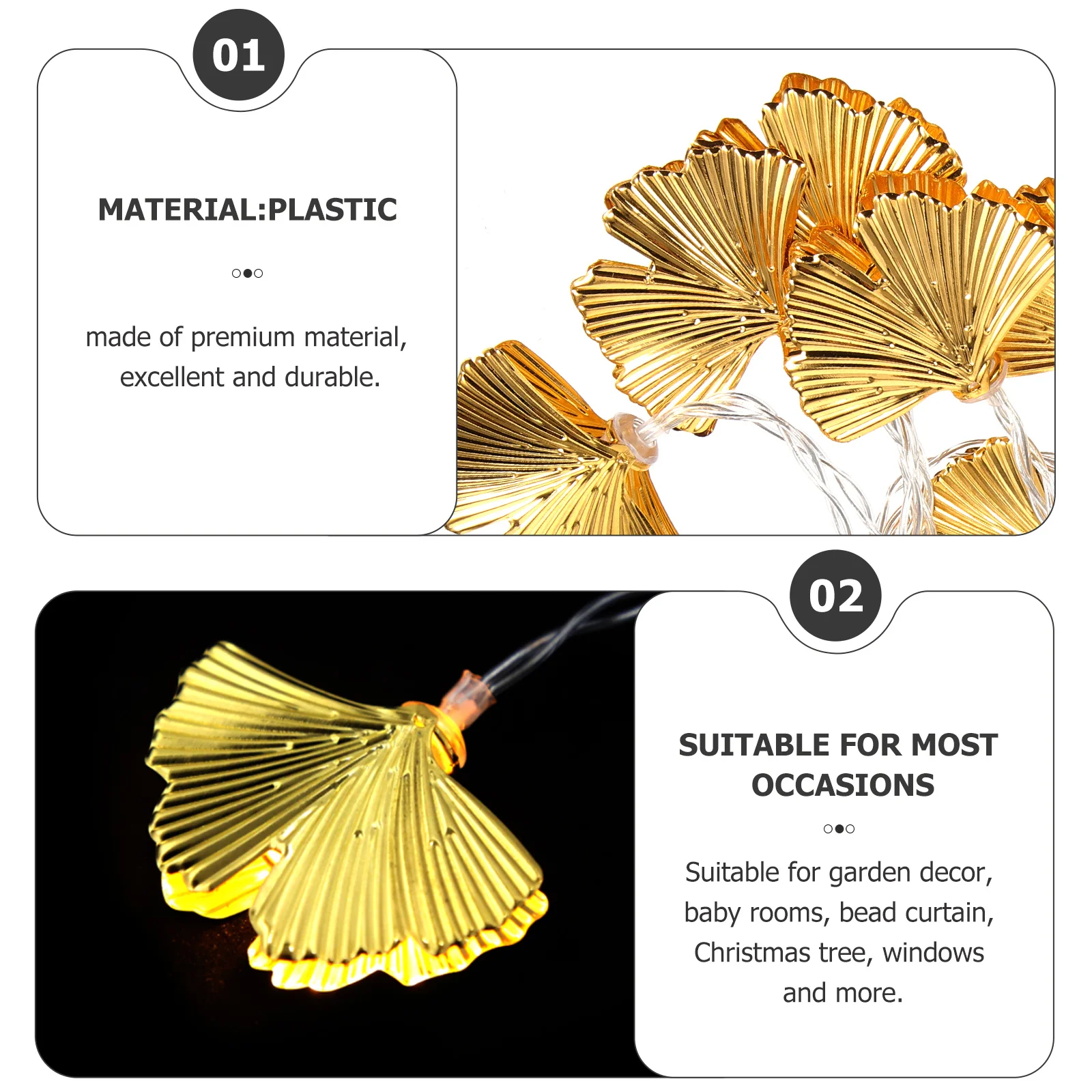 

Golden Leaf String Lights Unique Leaf Modeling Design, Warm Led Pendant For Christmas Party Festival Outdoor Decor, Home
