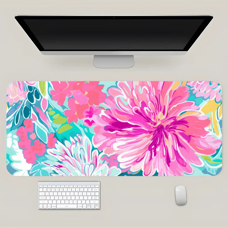 

Яркий коврик для мыши с цветочным принтом, гладкой поверхностью и нескользящей резиновой основой, настольный коврик для офиса, дома и игр
