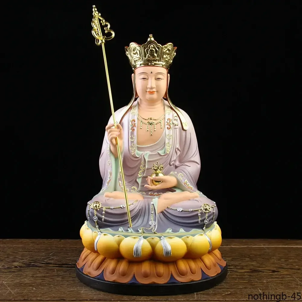 GOOD Ksitigarbha Bodhisattva Dizang Pusa BUDDHA Figure Home Altar Shop Worship  12 inches