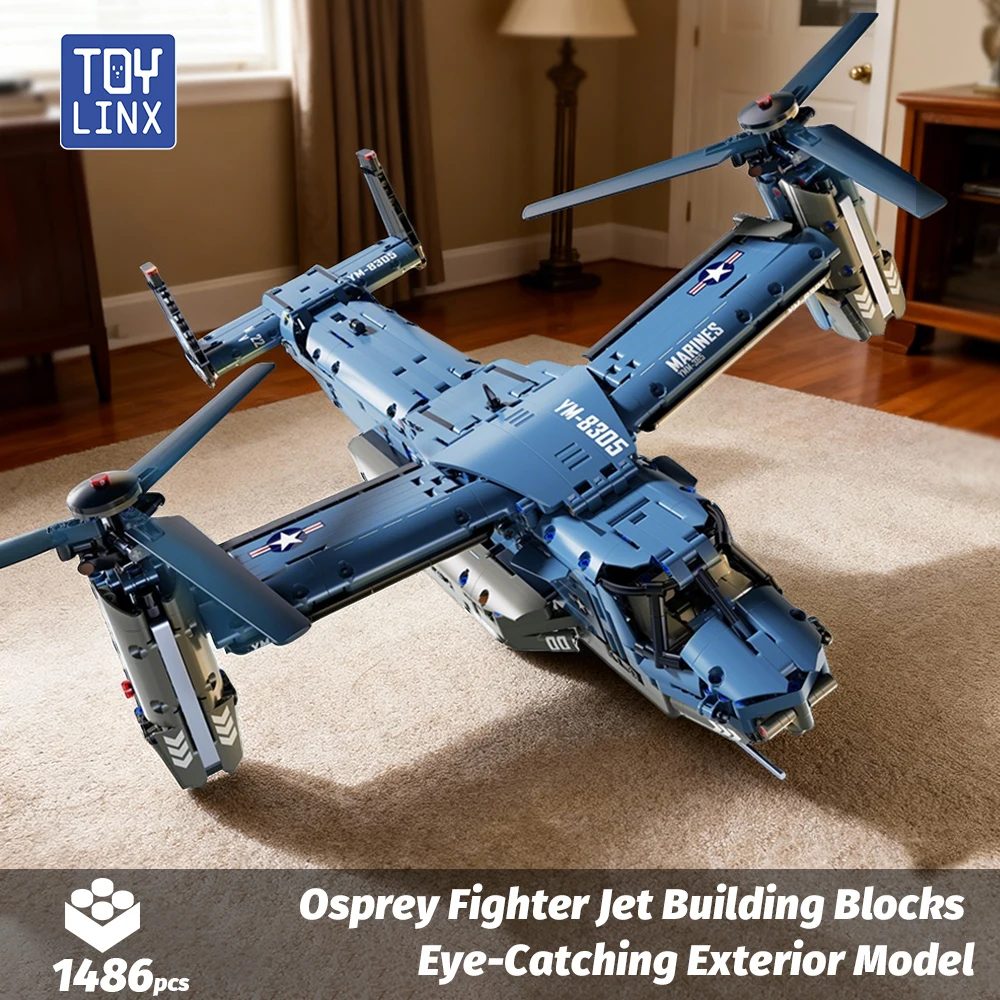 

Высокодетализированная модель вертолета Osprey из 1486 деталей: реалистичное шасси, пропеллеры, конструктор DIY для подростков и детей, развивающий набор для сборки