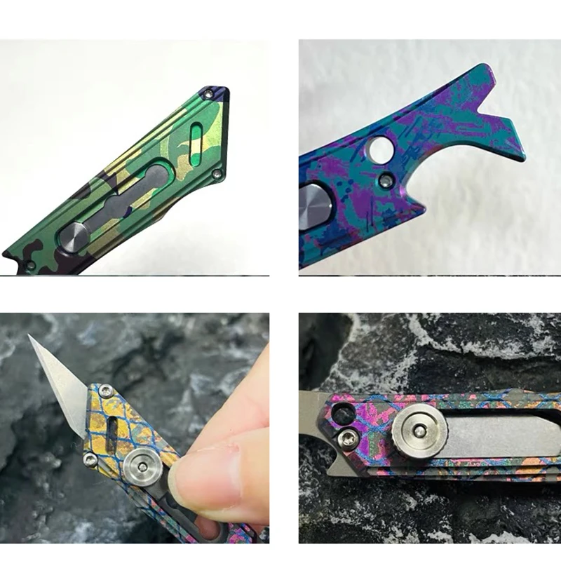 Multi-style Color Titanium Alloy MINI Utility Knife Multi-function Small Crowbar Corkscrew Nail Puller Portable Keychain Knife