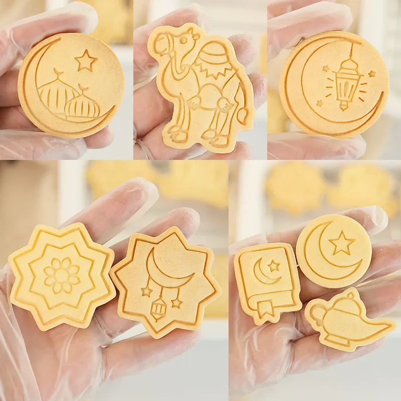 8-częściowy набор формочек для печенья Ид Мубарак - исламский Рамадан, Новая Луна, Верблюд, Мечеть, инструменты для выпечки для декора торта из помадки