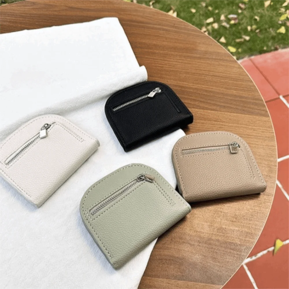 Простой короткий кошелек на молнии в корейском стиле, мини-кошелек для монет с несколькими картами, однотонный держатель для карт из искусственной кожи, подарок