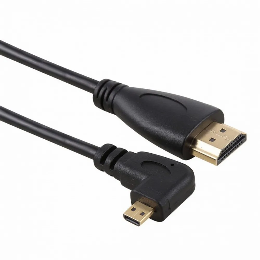 

Right angle 90 degree micro HDMI to HDMI male HDTV cable mobile phone tablet camera length 0.5M black