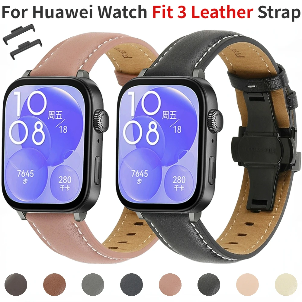 Leather Strap for Huawei Watch Fit 3 Smart Replaceable Wristband Belt for Huawei Watch Fit3 Business Casual Bracelet Accessories