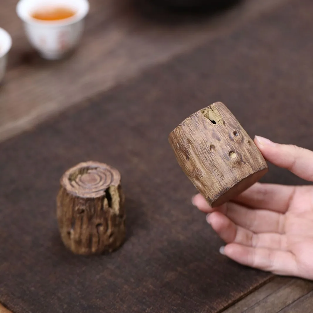 Yixing Purple Clay Tea Pet, Hollow Tree Stump Cover Ornament, Handmade From Natural Clay, A Fine Piece That Can Be Nurtured