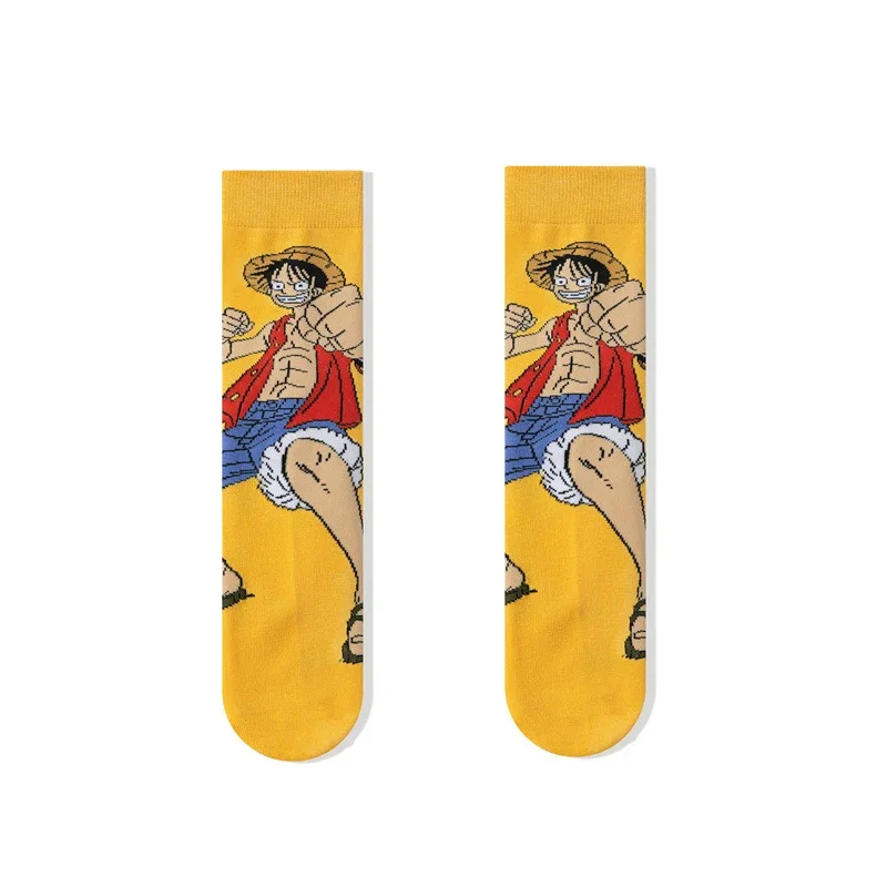 One Piece Anime Socks Cartoon Luffy Chopper Medium Long Breathable Cotton Socks Fall Winter Men Creative Casual Sports Sock Gift