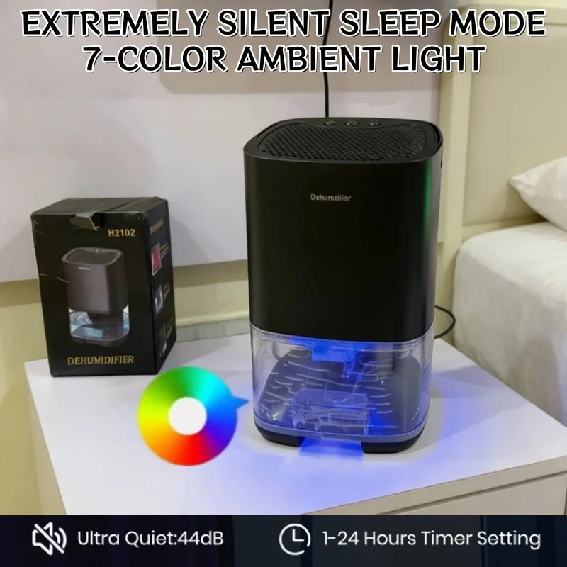 

Осушитель воздуха с резервуаром для воды 350 мл, автоматическое отключение, низкий уровень шума, для дома, спальни, поглотитель влаги, компактный умный очиститель воздуха для помещений, сушилка