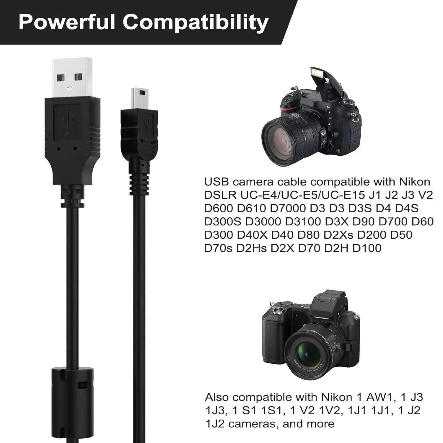 KUTOU kamera USB kablosu UC-E4 E15 E19 fotoğraf transferi kordon için Nikon D40 D50 D70 D80 D90 D200 D300 D700 D3000 D3100 D7000 kamera