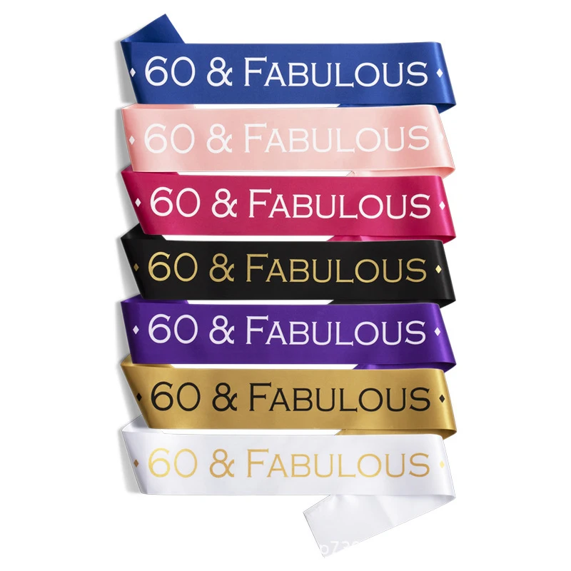 60&Fabulous Birthday Party Etiquette Shoulder Belt Costume Accessories Activity Party Celebration Ribbon